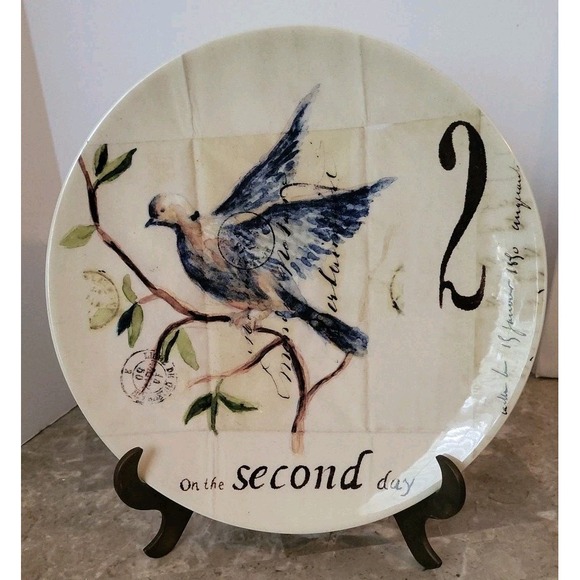 WILLIAMS‎ SONOMA 12 DAYS OF CHRISTMAS PLATE ~2 Turtle Doves~ EUC 2013 - Picture 1 of 5